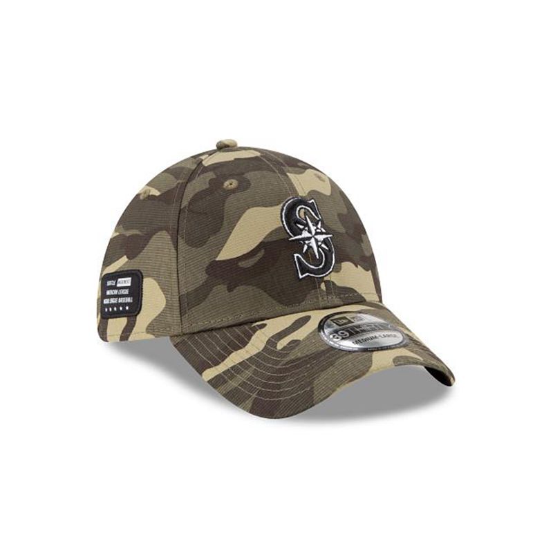 MLB Seattle Mariners Armed Forces Weekend 39Thirty Stretch Fit (YES5078) - Green New Era Caps